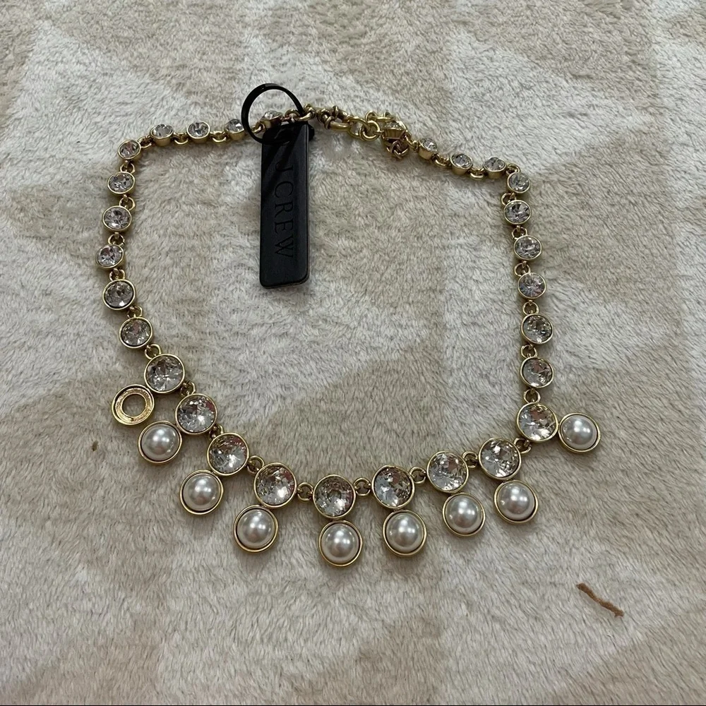 J crew pearl crystal snowfall necklace